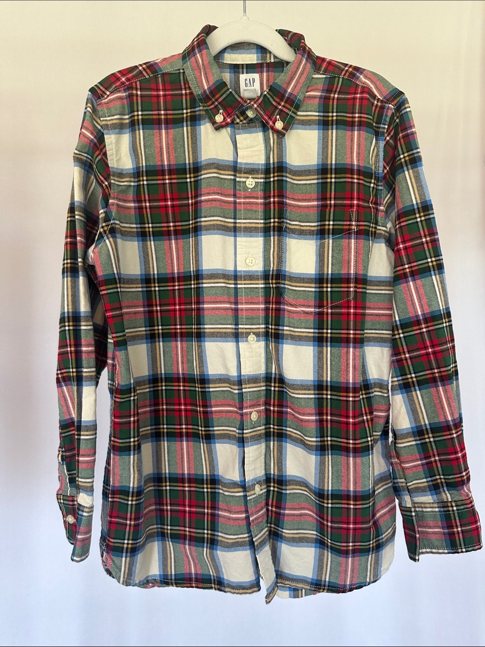 GAP Classic Plaid Long-Sleeve Shirt - Red & Green Boys 10